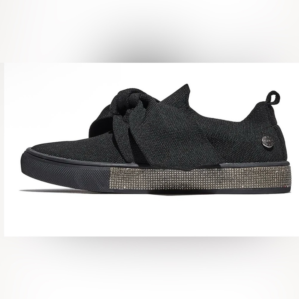 Bernie Mev Spark Serenity Black Gunmetal Crystal Women’s Knit Sneakers Size 38